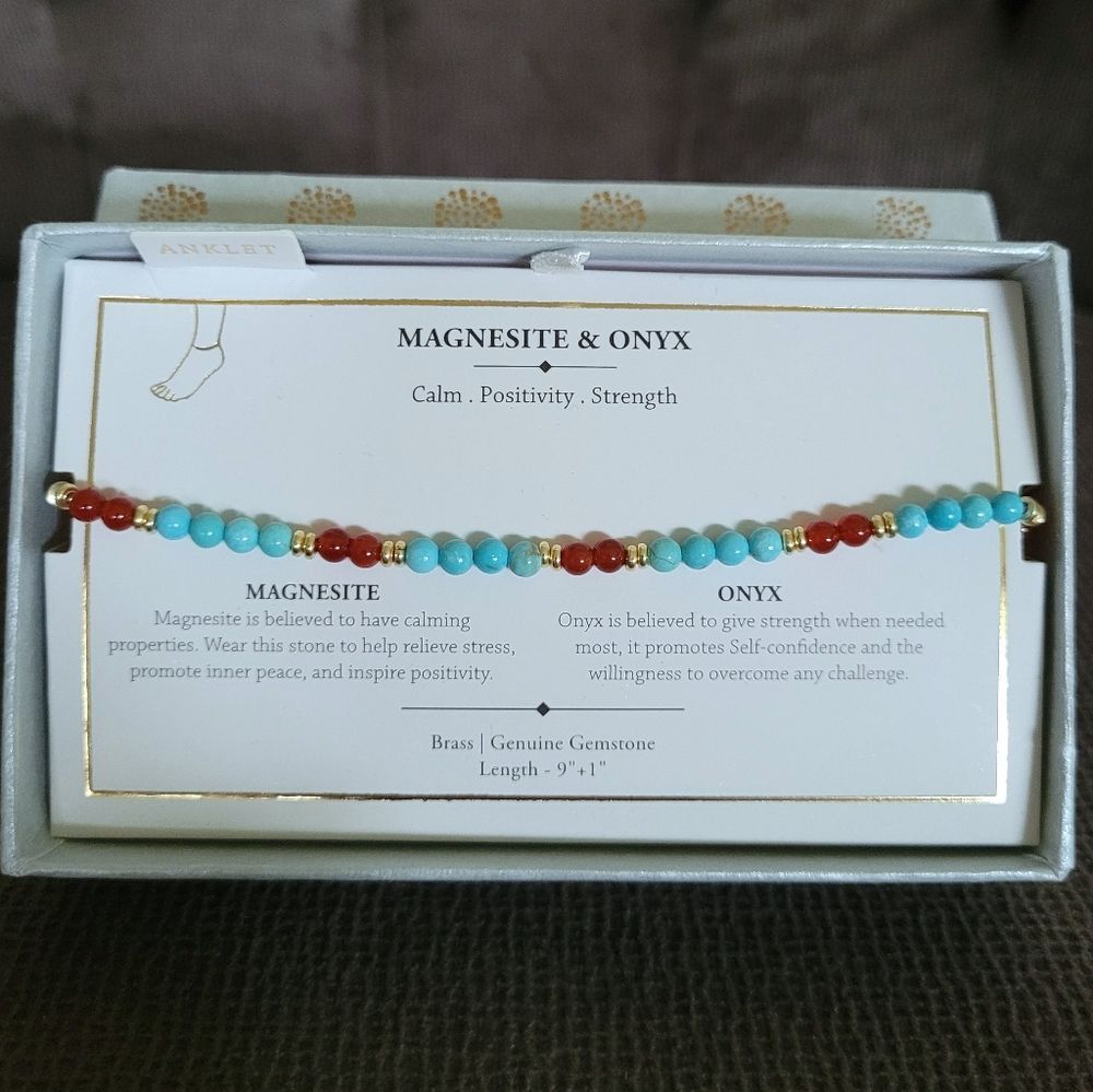 Shivam Magnesite and Onyx Bead Anklet - NIB